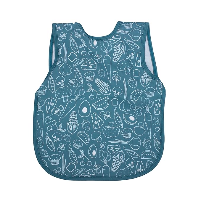 BapronBaby Neutral Foodie Bapron - No Neck Tie Safer Bib for Baby & Toddler - Soft Waterproof Stain Resistant - Machine Washable - Sz Preschool 3-5yrs