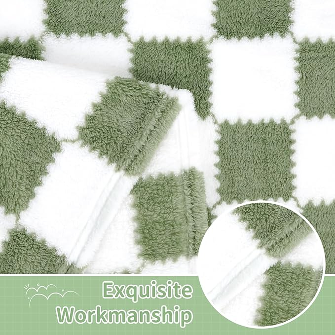 Checkered Baby Blanket for Boys Girls, 2 Pack Soft Baby Boy Girl Blankets, Small 28 x 40 inches Toddler Fleece Blanket, Essentials Crib Stroller Items, Newborn Gift (Green)