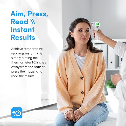 Medical Grade FSA-HSA Eligible Heavy Duty Touchless Infrared Forehead Thermometer, for Adults & Baby Digital Thermometer Gun, 1s Instant Results