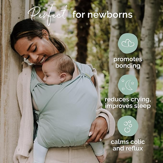 Boba Bliss Baby Carrier Newborn to Toddler (7-35 lbs) - Light & Breathable Toddler Carrier - Certified Hip-Healthy, Adjustable Straps for All Parents, Hybrid, Soft & Stretchy 0-18 Months (Sea Mist)