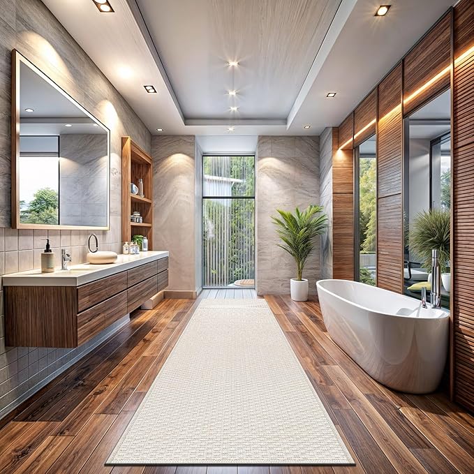 Easy Jute Rugs 2x7 White Color Living Room Indoor Outdoor Runner Rug for Farmhouse Patio and Kitchen Rug High Traffic Washable Easy to Clean Solid Boho Woven Design Outside Carpet (2 x 7)