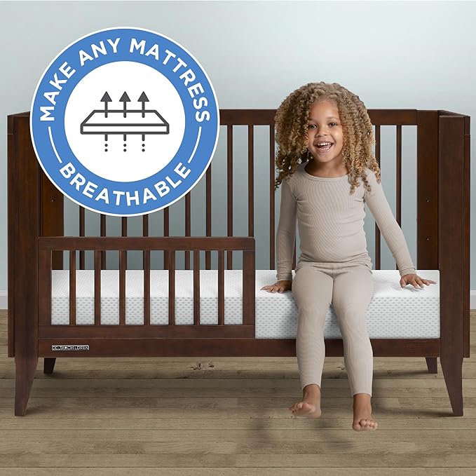 Delta Children Breathable Crib Mattress Pad Cover - Make Every Crib Mattress Breathable, Elastic Edges for Secure, Universal Fit - Machine Washable - 1 Pack, White