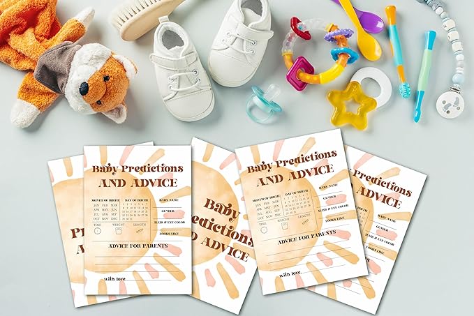 Baby Shower Games For Boy, Boho Sun Baby Predictions and Advice Baby Shower Game, Sunshine Here Comes The Son Gender Reveal Games, Set of 25 Cards(Bohosun005)