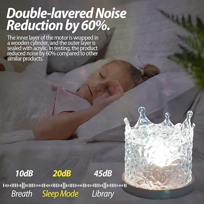 Ocean Wave & Aurora Projector Lamp, 16 Colors Gradual Rotating Flame Water Lamp Wave Light with Remote Control for Teen Girl Room Decor (Crown)