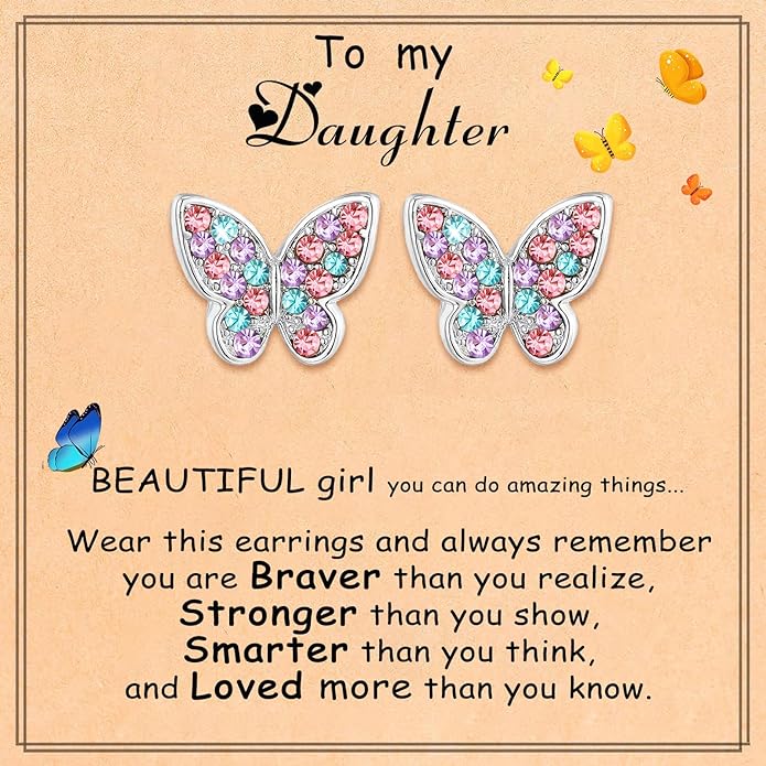 Butterfly Earrings Birthday Christmas Jewelry Gifts for Daughter Granddaughter Niece Butterfly Lover