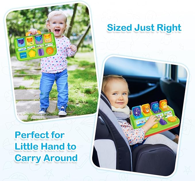 Musical Pop-Up Cause and Effect Toys with Light & Music for 1-3 Year Olds, Baby Interactive Toy with Animal Sounds, Ideal Gifts for Babies Boys Girls