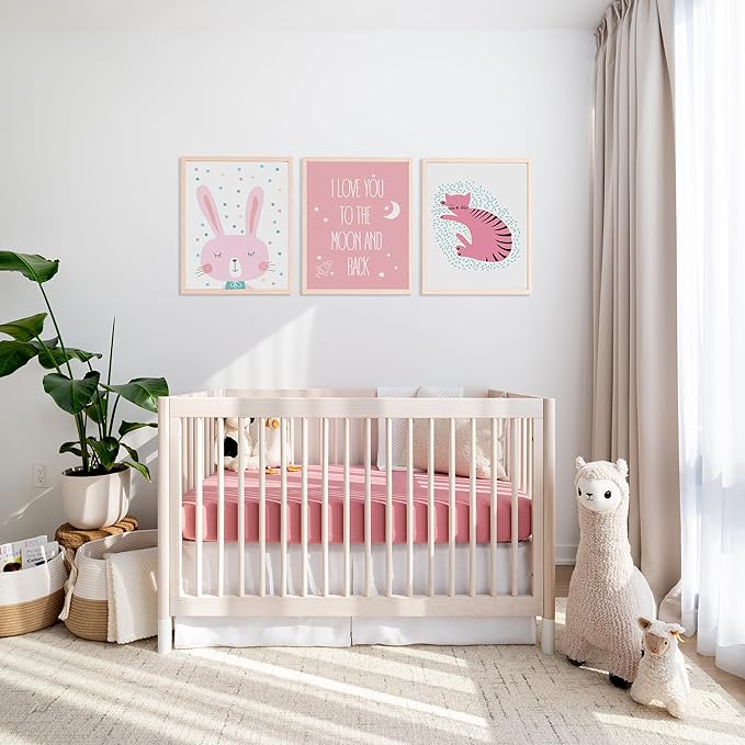 Muslin Crib Sheets, 100% Organic Cotton, Breathable and Ultra-Soft, Standard Crib Sheet Mattress (28"x 52") for Girls and Boys, Neutral Fitted Baby Crib Sheet (Pale Rose)