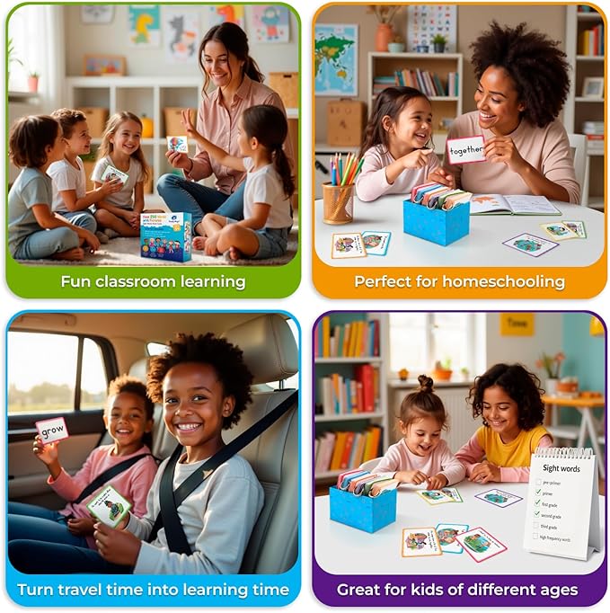 250 Sight Words Flash Cards for Kindergarten with Pictures, Dolch Sight Words Pre-K for Toddlers 3 4 5 6 7 8 Years, High Frequency Words Reading Cards for Kids Ages 4-8, Preschool - Simply Magic