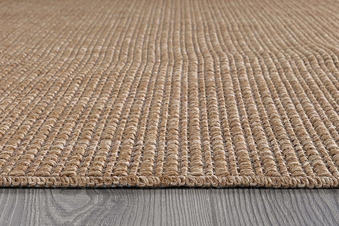 Beverly Rug Easy Jute Natural Rug 8x10 Solid Washable Durable Outdoor Indoor Area Rugs for Living Dining Room Patio Office Stain Resistant Non Shedding Casual Indoor Outside Carpet (8 x 10 Natural)