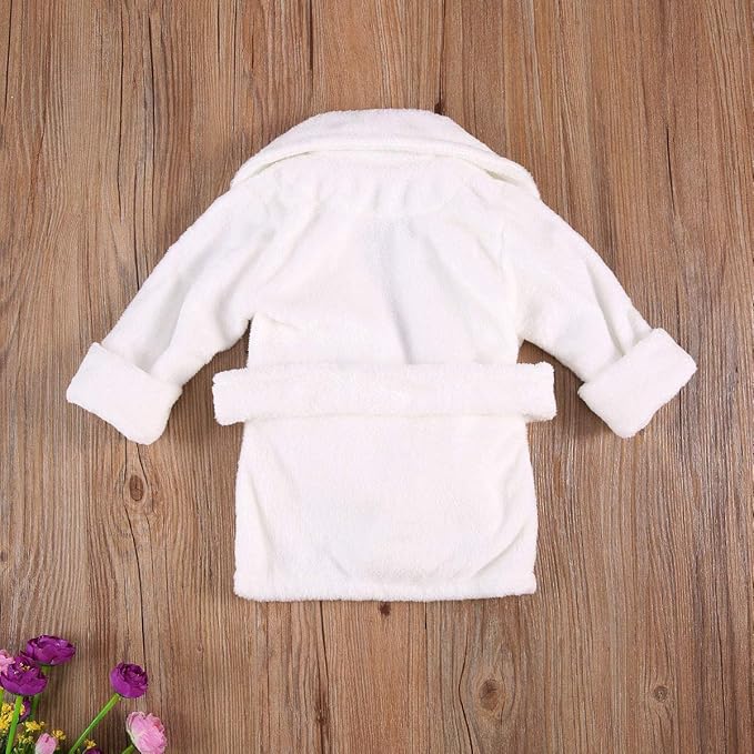 Qiylii Unisex Baby Plush Bathrobe Plain Kimono Gown Newborn Toddler Girls Boys Towel Robe Nightwear Clothes