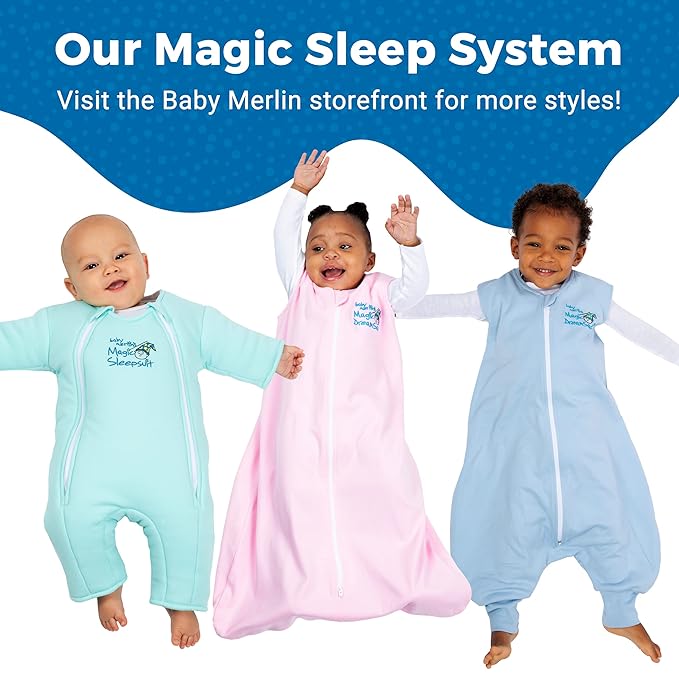 Magic Sleepsuit Baby Merlin's Cotton Baby Swaddle Transition Product - Soft and Cozy Design, Double Zipper for Easy Diaper Changes, Promotes Safe Sleep, 3-6 Months - Cream - Small 12-18lbs