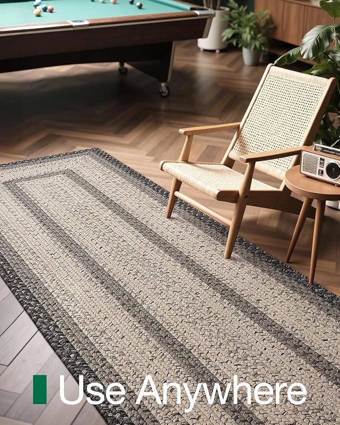 LUMI Runner Rug Non Slip for Hallway, 2'x7' Natural Rustic Carpet No Shedding, Farmhouse Braided Area Mat Indoor High Traffic for Living Room, Entryway, Kitchen, Laundry