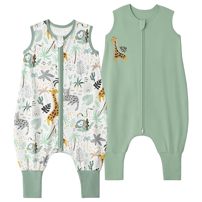 Yoofoss Toddler Sleep Sack with Feet 12-24 Months 100% Organic Cotton Baby Sleep Sack with Legs Toddler Wearable Blanket with 2-Way Zipper