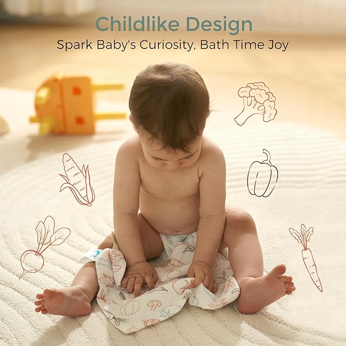 Momcozy Soft & Absorbent Baby Washcloths - 4 Layer Design| Medium Thickness| Premium Cotton for Newborns' Skin-Great for Bathing, Wiping & on-The-go Use, Shower Gift and Essential(5 Pack, 10x10 inch)