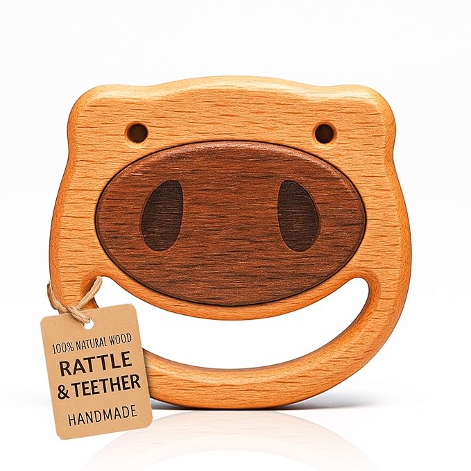 100% Wooden Baby Toy | No Paint, No Plastic | Eco-Friendly Rattle for 0β6 Months