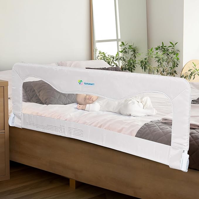 Bed Rail for Toddlers & Infants – Universal Toddler Bed Rails for Twin, Full Size, Queen &King Beds with Thick Mattresses & Recessed beds - White 59W*23.5H (Pack of 1)