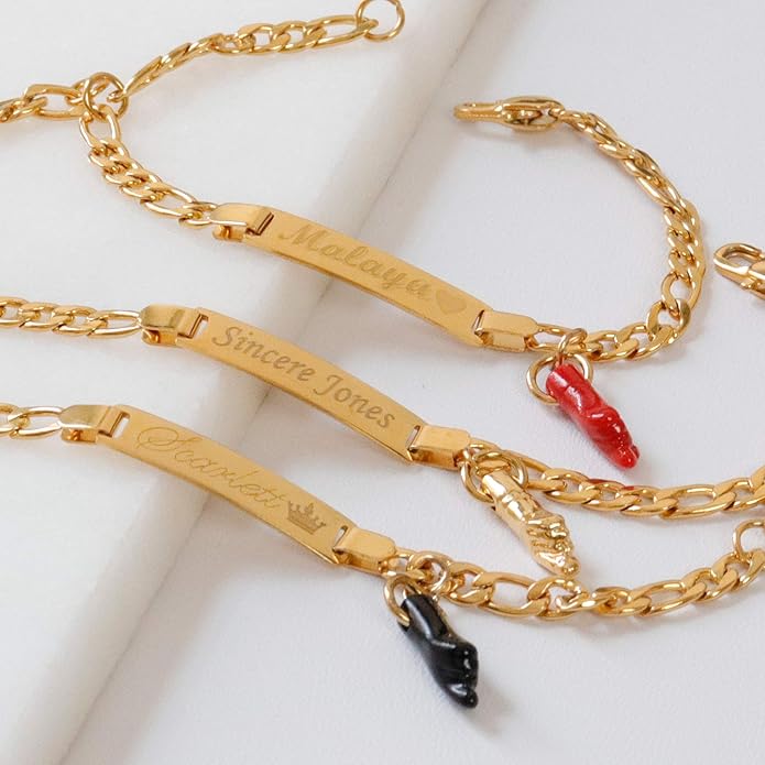 Tina&Co Personalized 18K Gold Plated Baby Name Bracelet Custom Bracelets for Kids Id Protection Bracelet Baptism for Girls