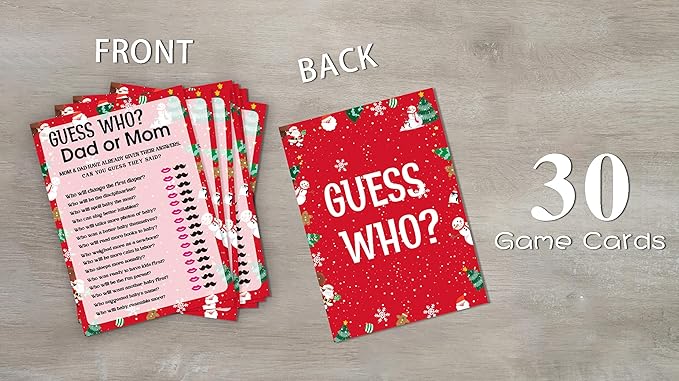 Baby Shower Game Cards, Find Who Dad or Mom Game, Christmas Party Games, Set of 30 (Chris007)