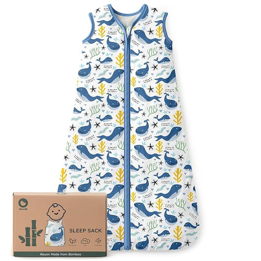 Baby Sleep Sack 6-12 Months Rayon Made From Bamboo 1.0 Tog Soft Wearable Blanket Baby Sleeping Bag for Infant Newborn 2-Way Zipper Toddler Sleep Sacks