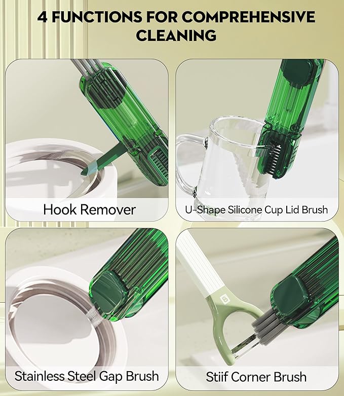 4 in 1 Cup Lid Gap Cleaning Brush - 2025 Multifunctional Insulation Bottle Cleaning Tools, Mutipurpose Tiny Silicone Cup Holder Cleaner, Home Kitchen Cleaning Tools