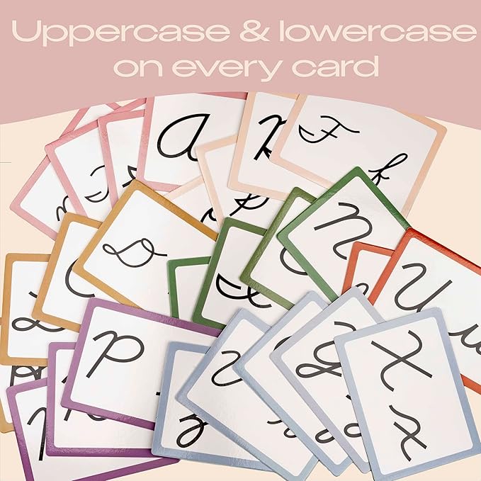 Phonics Cursive Alphabet Flash Cards by Maritas - Durable, Thick & Vibrant - A Must-Have for Preschool, Homeschool & Classroom Learning -Ages 3+