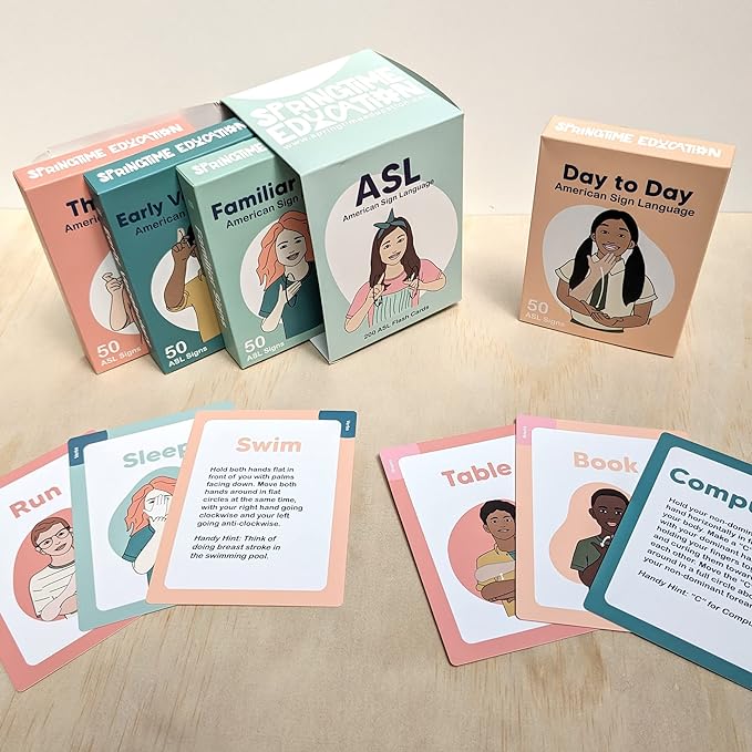ASL Flash Cards - 200 American Sign Language Flash Cards for Beginners, Kids, Teens and Adults