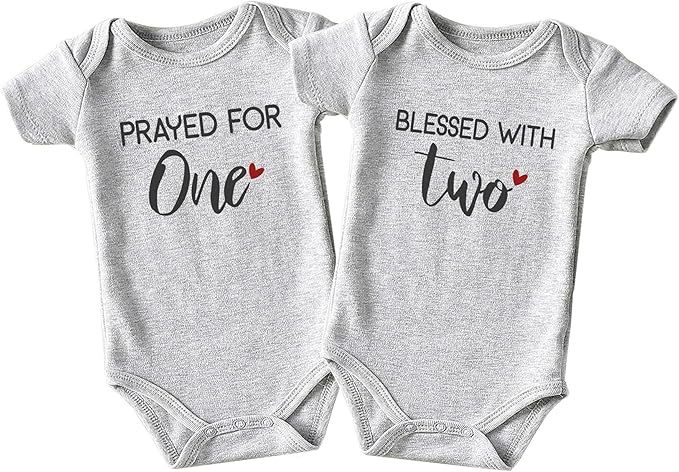 Prayed One Blessed Two Twin Outfits For Boy And Girl Newborn Twins Baby Items Must Haves bodysuit