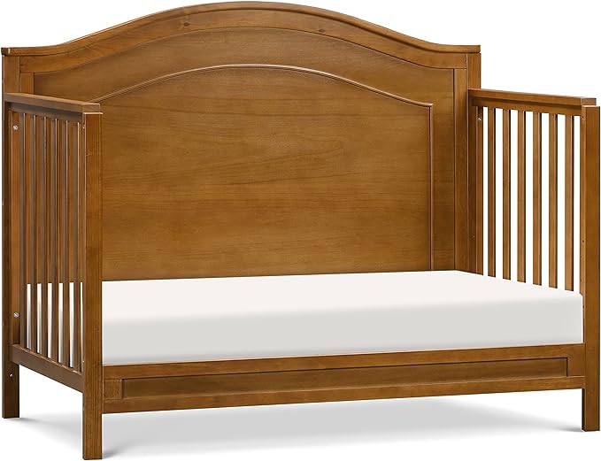 DaVinci Charlie 4-in-1 Convertible Baby Crib - GREENGUARD Gold Certified Convertible Crib to Toddler Bed, Daybed, Full-Size Wooden Bed, Durable, 4 Adjustable Mattress Heights - Chestnut
