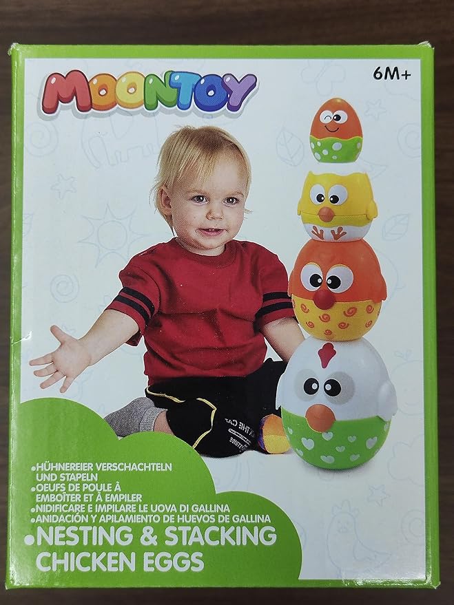 MOONTOY Chicken Toddler Easter Eggs Toys, Nesting Dolls Stacking Toys for Toddlers 1-3 Matching Shape Sorters Sensory Preschool Learning Baby Easter Basket Stuffers Gifts 6-12 12-18 Months, 1 Year Old
