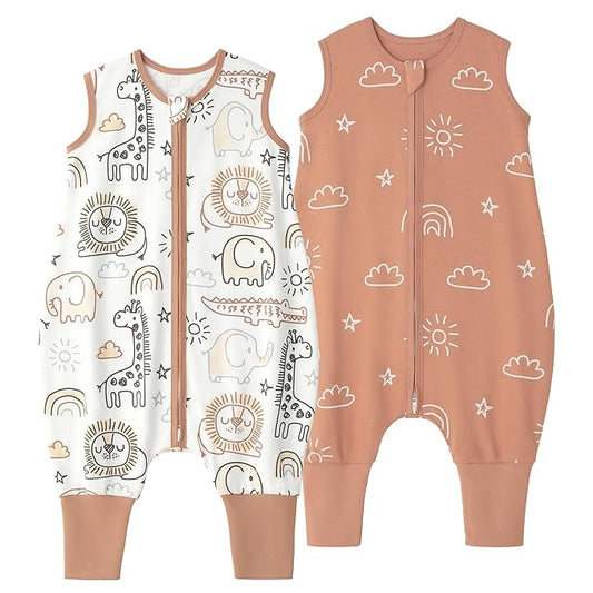 Yoofoss Toddler Sleep Sack With Feet 3-4T 100% Organic Cotton Baby Sleep Sack with Legs Toddler Wearable Blanket with 2-Way Zipper