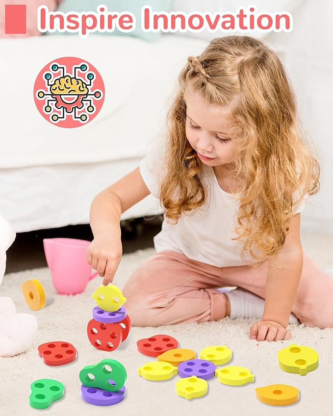 Montessori Toys for 1 2 3 Year Old Boy Girl, Toys for Ages 2-4 Toddlers Kids Baby, 1 2 Year Old Boy Girl Birthday Gifts, Wooden Learning Puzzles Shape Sorter Toy for Toddlers