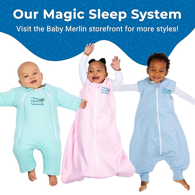 Magic Sleepsuit Baby Merlin's Cotton Baby Swaddle Transition Product - Soft and Cozy Design, Double Zipper for Easy Diaper Changes, Promotes Safe Sleep, 3-6 Months - Sage Green - Large 18-21lbs