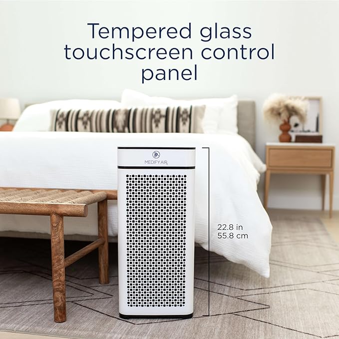 Medify MA-40 Air Purifier with True HEPA H13 Filter | 1,793 ft² Coverage in 1hr for Smoke, Wildfires, Odors, Pollen, Pets | Removal to 0.1 Microns | White, 2-Pack