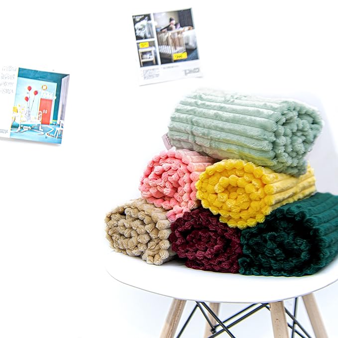 NTBAY Flannel Fuzzy Toddler Blanket, Fluffy Warm and Lightweight Reversible Stripes Design Baby Plush Blanket, 30x40 Inches, Mint