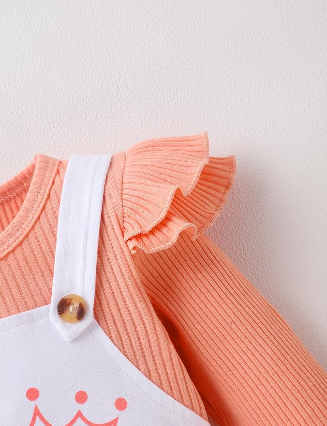 Baby Girl Clothes Patter&Letter Baby Girl Romper with Bow Hat&Headband and Gloves 4Pcs Baby Girl Coming Home Outfit