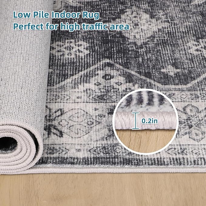 Dripex Tribal Washable Runner Rug-2x5 Non-Slip Non-Shedding Runners for Hallways Stain Resistant Kitchen Mat Laundry Entryway Carpet Runner for Doorway Entrance Bedroom Living Room Decor