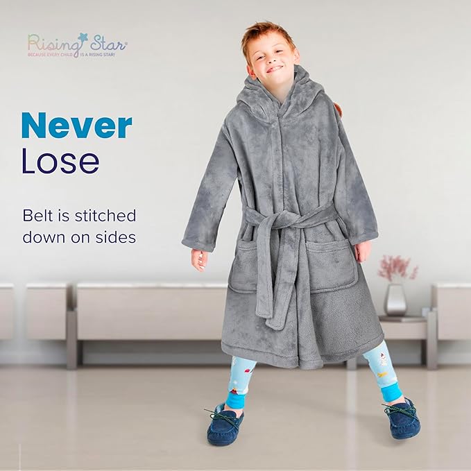 Rising Star Baby Toddler Robe Or Kids Robe for Girls and Boys - Kids & Baby Bath Robe Spa Set with Washcloth or Slippers