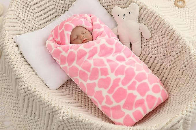 Nursery Bed Blankets Newborn Care Soft Receiving Blanket 30" x 40", Warm and Cozy for Baby Carrier Stroller Travel (Pink Ripple)