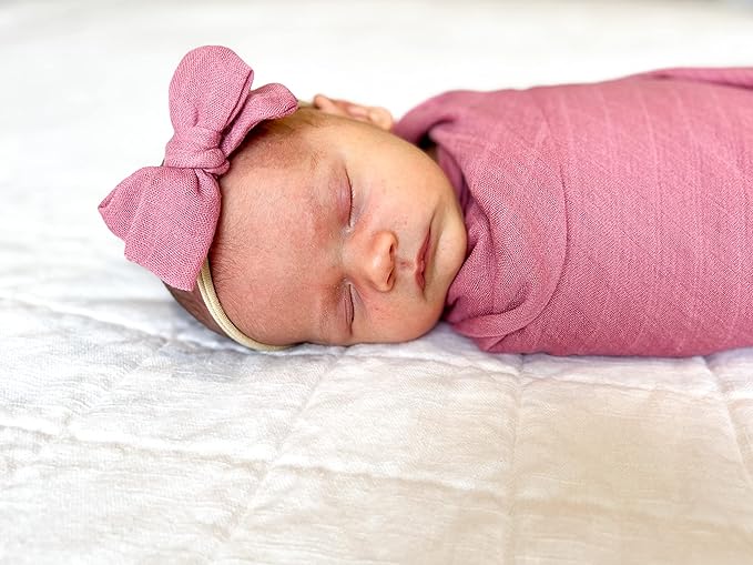 BWD Baby Swaddle Blanket – Ultra-Soft Bamboo Viscose & Organic Cotton Muslin – Lightweight, Breathable, Stretchy – Newborn Essential 47" (Rosewood)