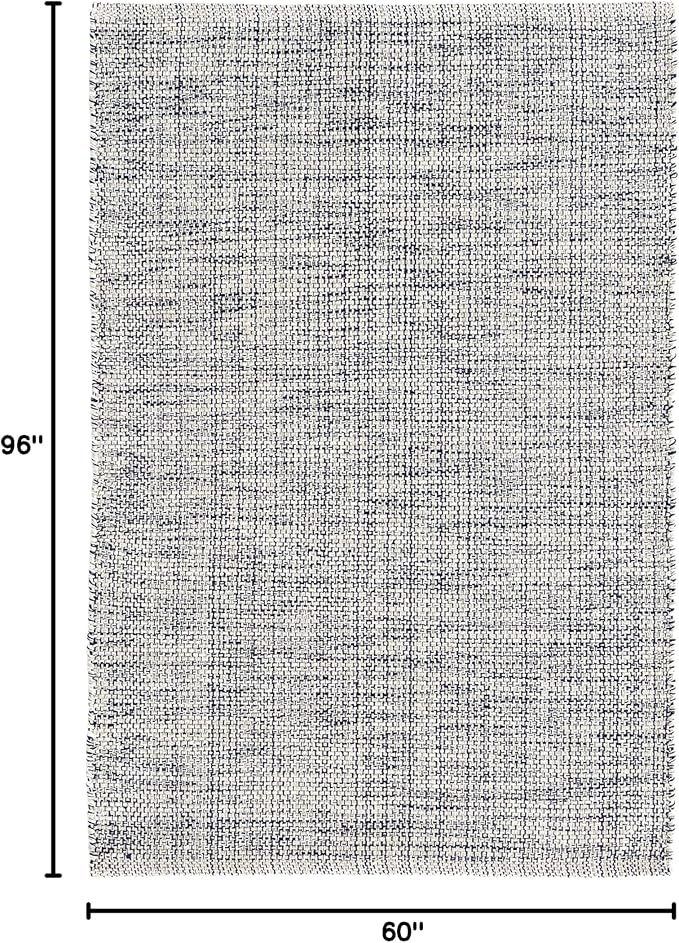 Dash and Albert Marled Cotton Area Rug - 5' x 8' Indigo Solid Handwoven Accent Rug - Durable, Lightweight, High Traffic Areas Hallway, Bedroom, Living Room