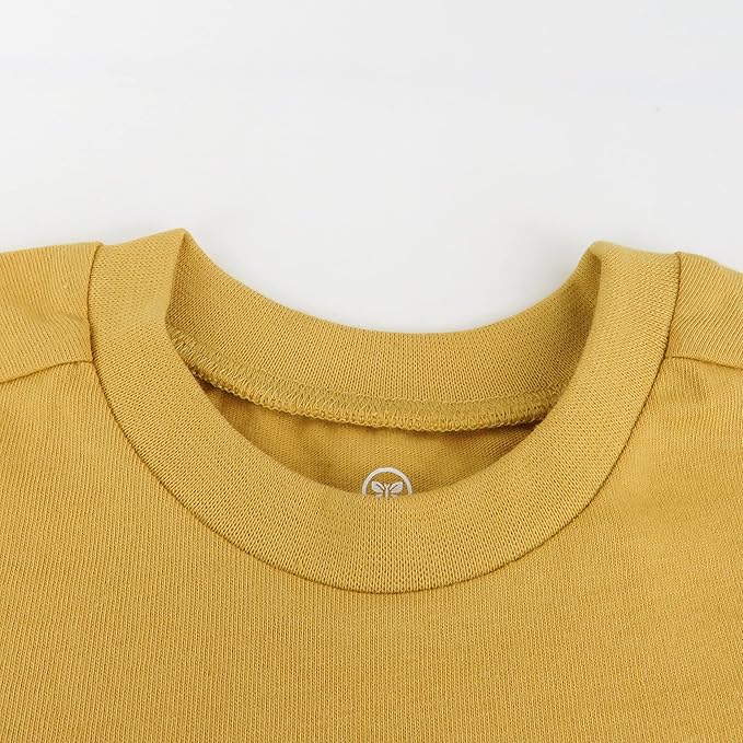 HonestBaby Unisex-Baby 5-Pack Short Sleeve T-Shirts 100% Organic Cotton Baby, Toddler, Little Kid, Boy, Girl, Unisex