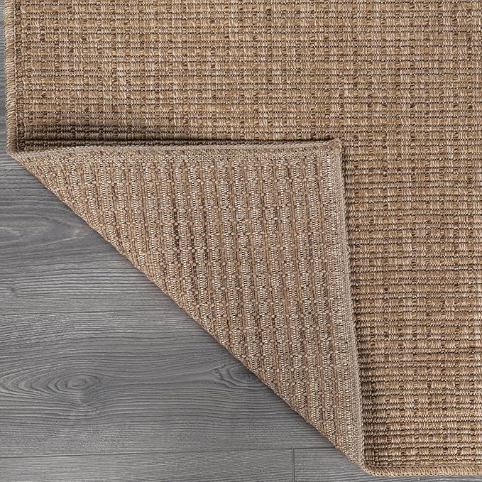 Beverly Rug Easy Jute Natural Rug 8x10 Solid Washable Durable Outdoor Indoor Area Rugs for Living Dining Room Patio Office Stain Resistant Non Shedding Casual Indoor Outside Carpet (8 x 10 Natural)