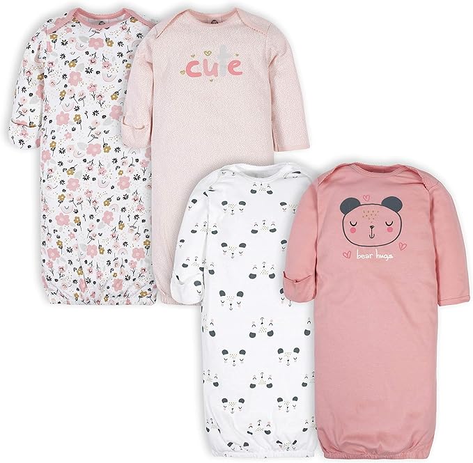 Gerber unisex-baby Baby Boy and Girls 4-pack Sleeper Gown
