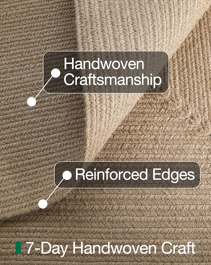 LUMI Jute Area Rug 8x10 for Living Room, Natural Handwoven Rugs Non Slip, Farmhouse Braided Carpets No Shedding for High Traffic, Dining Room, Indoor, Outdoor, Patio