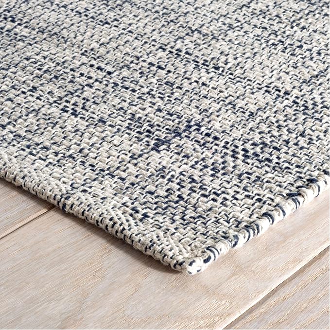 Dash and Albert Marled Cotton Area Rug - 5' x 8' Indigo Solid Handwoven Accent Rug - Durable, Lightweight, High Traffic Areas Hallway, Bedroom, Living Room