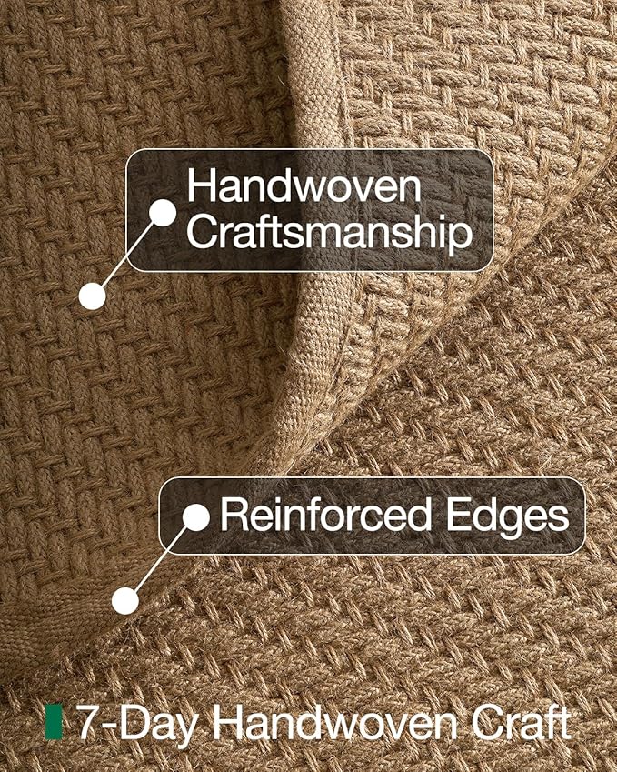 LUMI Jute Area Rug 4x6 for Living Room, Natural Handwoven Rugs Non Slip, Farmhouse Braided Carpets No Shedding for High Traffic, Dining Room, Indoor, Outdoor, Patio