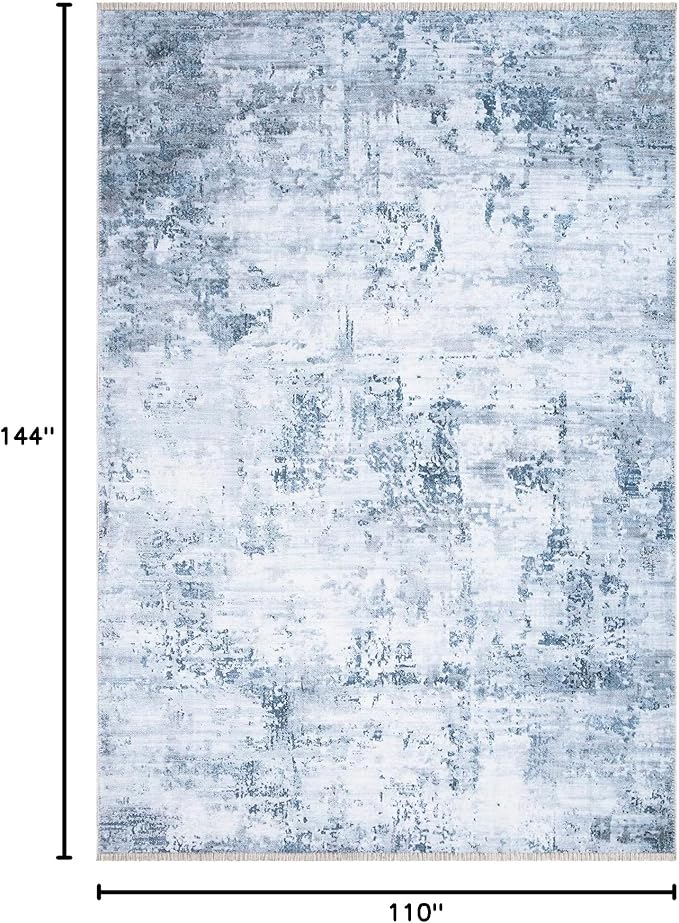 Bloom Rugs Caria Washable Non-Slip 9x12 Rug - Blue/Gray Modern Abstract Area Rug for Living Room, Bedroom, Dining Room, and Kitchen - Exact Size: 9' x 12'