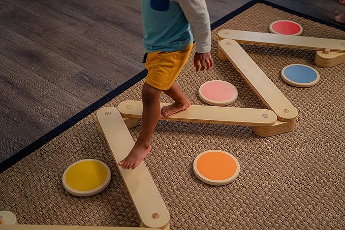 Avenlur Majesty Balance Beam for Kids - Toddler Stepping Stones and Connectors - Waldorf and Montessori Balance Board for Kids Ages 2 to 8 Years Old - Gymnastic Baby Obstacle Course