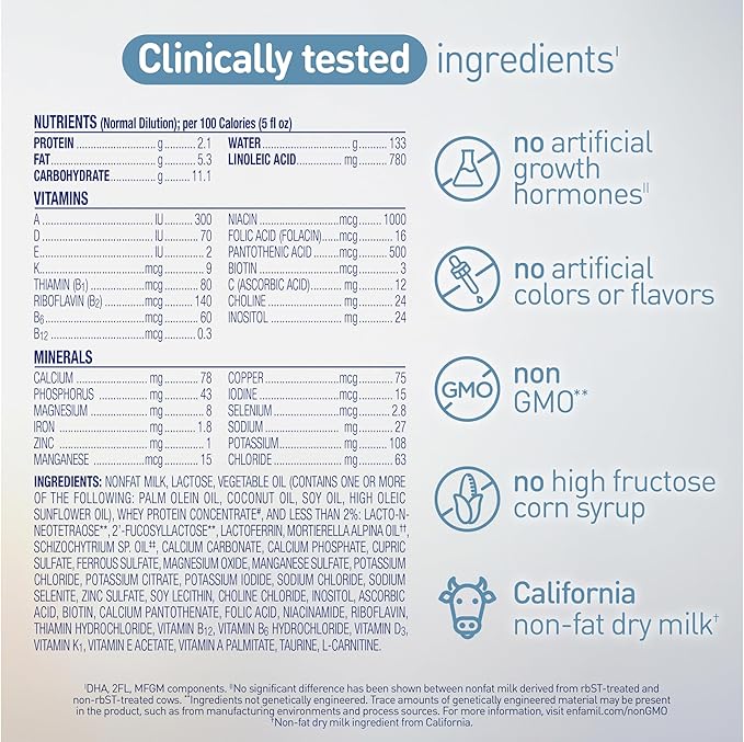Enfamil Optimum (Enspire), Our Closest Formula to Breast Milk, Immune-Supporting Lactoferrin and Brain-Supporting DHA Baby Formula, Powder 20.5 Oz Tub