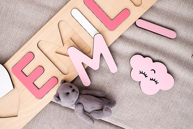 Personalized Wooden Name Puzzle Baby Name Puzzle Customized Educational Toys for Toddler Sensory Toys 1st birthday Girl Gifts Custom Name Puzzle for Kids Personalized Baby